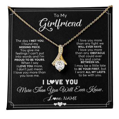 Alluring Beauty Necklace 18K Yellow Gold Finish | 1 | Personalized To My Girlfriend Necklace From Boyfriend The Day I Met You Girlfriend Birthday Anniversary Valentines Christmas Customized Gift Box Message Card | teecentury
