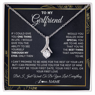 Alluring Beauty Necklace 14K White Gold Finish | 1 | Personalized To My Girlfriend Necklace From Boyfriend You Are The Best Thing Girlfriend Birthday Anniversary Valentines Day Customized Gift Box Message Card | teecentury
