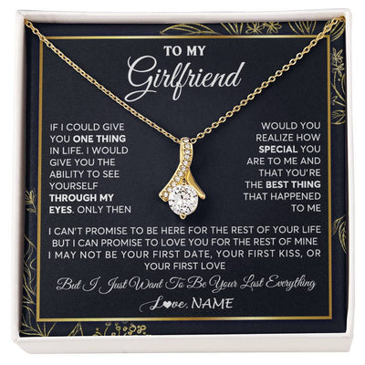 Alluring Beauty Necklace 18K Yellow Gold Finish | 1 | Personalized To My Girlfriend Necklace From Boyfriend You Are The Best Thing Girlfriend Birthday Anniversary Valentines Day Customized Gift Box Message Card | teecentury
