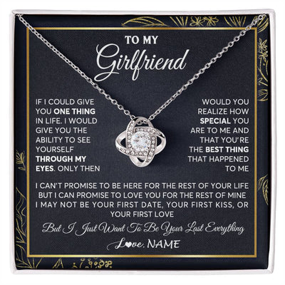 Love Knot Necklace 14K White Gold Finish | 1 | Personalized To My Girlfriend Necklace From Boyfriend You Are The Best Thing Girlfriend Birthday Anniversary Valentines Day Customized Gift Box Message Card | teecentury
