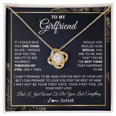 Love Knot Necklace 18K Yellow Gold Finish | 1 | Personalized To My Girlfriend Necklace From Boyfriend You Are The Best Thing Girlfriend Birthday Anniversary Valentines Day Customized Gift Box Message Card | teecentury