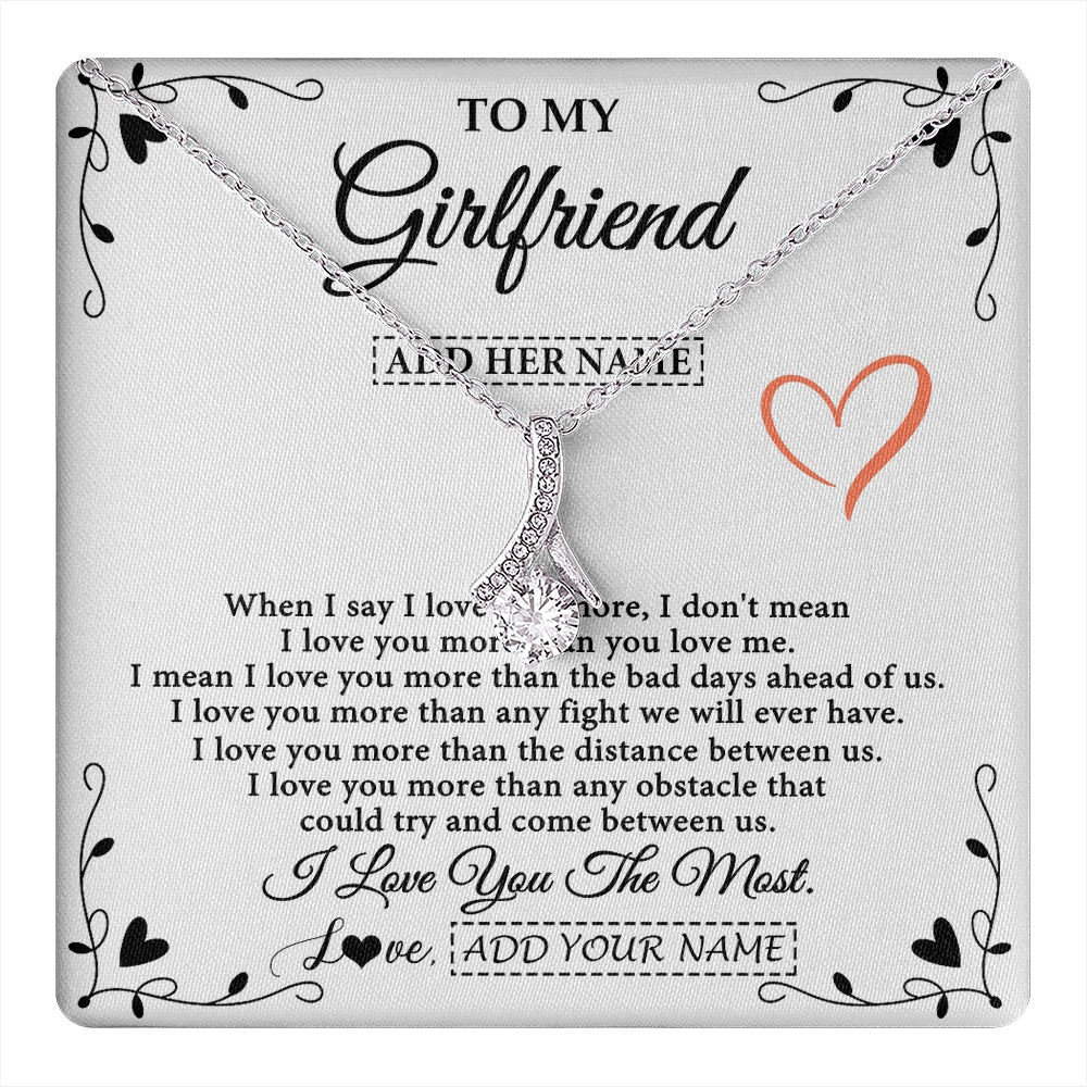 Alluring Beauty Necklace 14K White Gold Finish | 1 | Personalized To My Girlfriend Necklace Gift For Her I Love You More Than Anything Pendant Love Girlfriend Birthday Gifts Christmas Gift Box Message Card | https://teecentury.