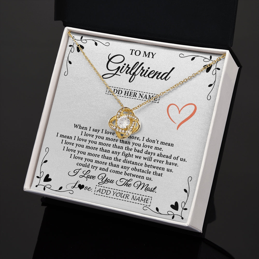 Love Knot Necklace 18K Yellow Gold Finish | 2 | Personalized To My Girlfriend Necklace Gift For Her I Love You More Than Anything Pendant Love Girlfriend Birthday Gifts Christmas Gift Box Message Card | https://teecentury.