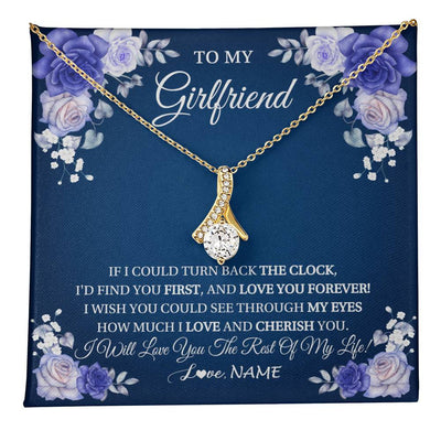 Alluring Beauty Necklace 18K Yellow Gold Finish | 1 | Personalized To My Girlfriend Necklace Love You Forever Girlfriend Birthday Anniversary Valentines Day Christmas Jewelry Customized Gift Box Message Card | teecentury