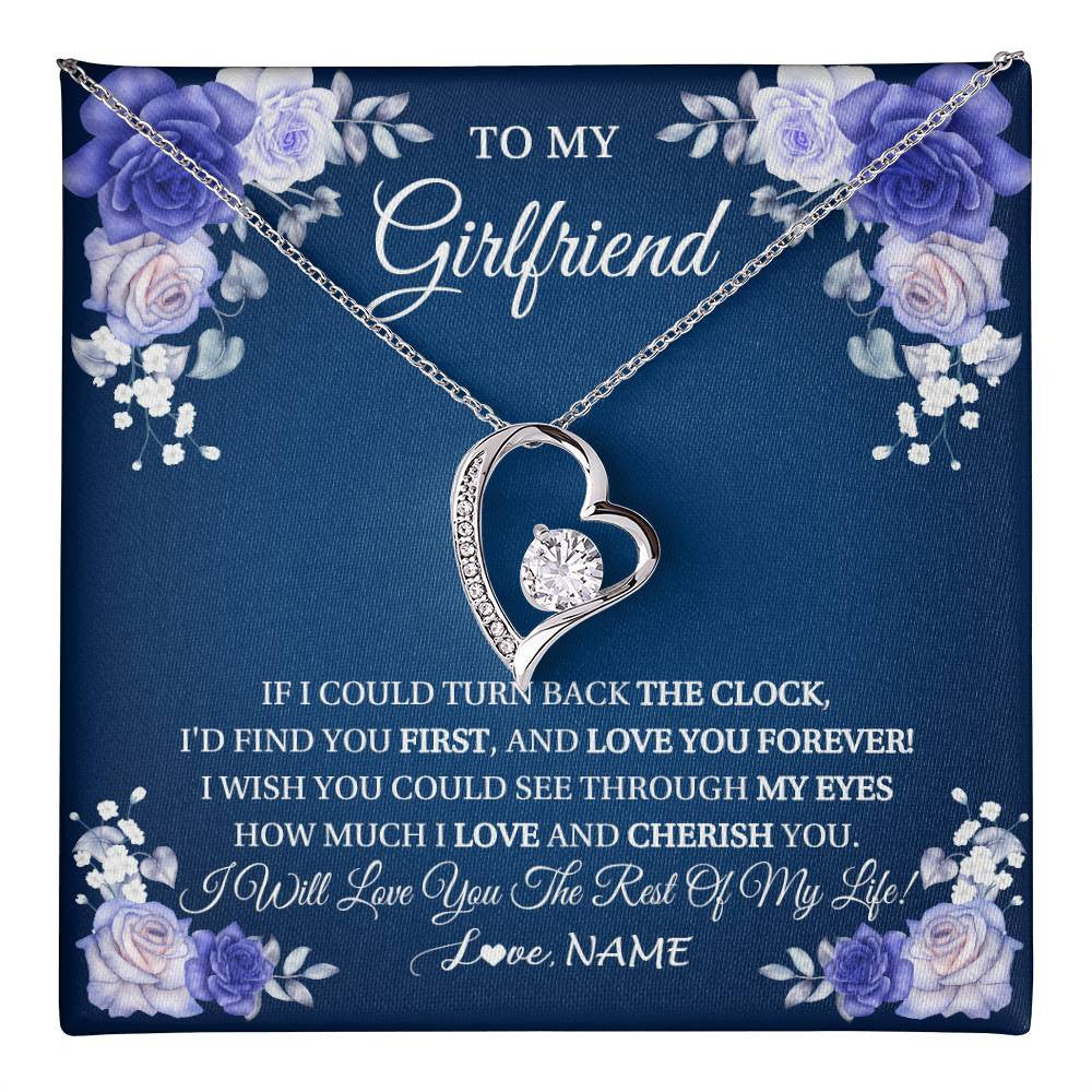 Personalized To My Girlfriend Necklace Love You Forever Girlfriend Birthday Anniversary Valentines Day Christmas Jewelry Customized Gift Box Message Card Teecentury