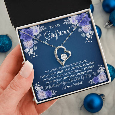 Forever Love Necklace 14K White Gold Finish | 2 | Personalized To My Girlfriend Necklace Love You Forever Girlfriend Birthday Anniversary Valentines Day Christmas Jewelry Customized Gift Box Message Card | teecentury