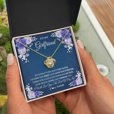 Love Knot Necklace 18K Yellow Gold Finish | 2 | Personalized To My Girlfriend Necklace Love You Forever Girlfriend Birthday Anniversary Valentines Day Christmas Jewelry Customized Gift Box Message Card | teecentury