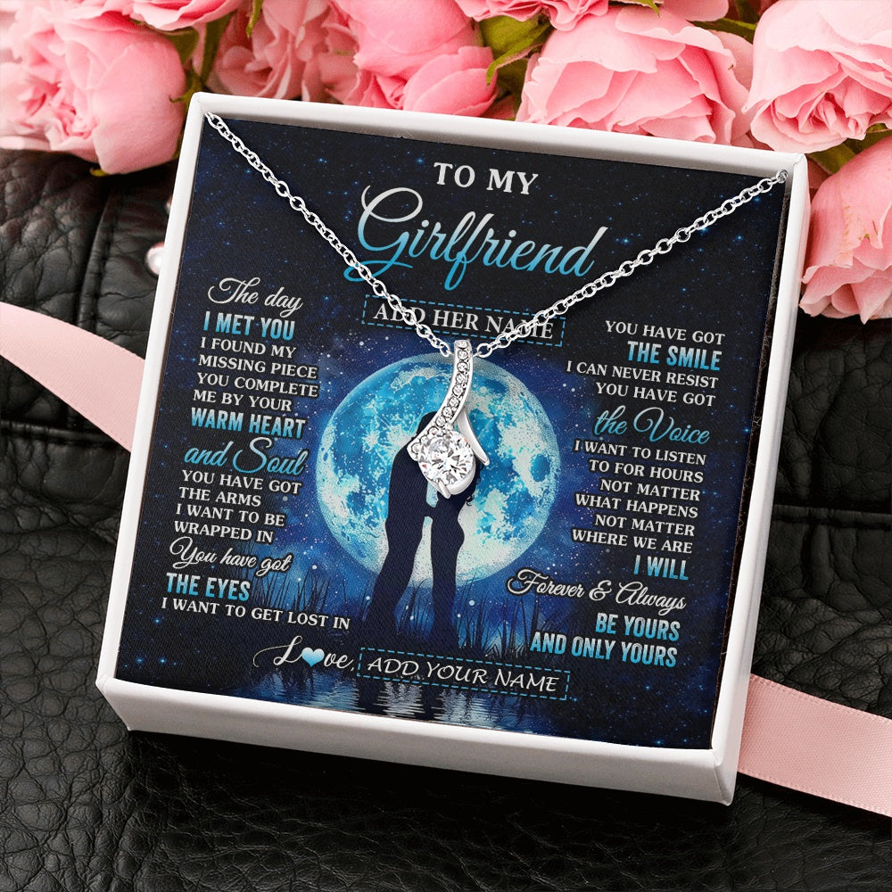 Alluring Beauty Necklace 14K White Gold Finish | 2 | Personalized To My Girlfriend Necklace The Day I Met You Girlfriend Birthday Gifts Romantic Valentines Day For Her Christmas Custom Gift Box Message Card | teecentury.myshopify