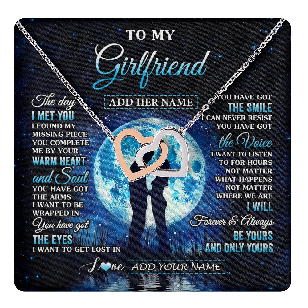 Interlocking Hearts Necklace Stainless Steel & Rose Gold Finish | 1 | Personalized To My Girlfriend Necklace The Day I Met You Girlfriend Birthday Gifts Romantic Valentines Day For Her Christmas Custom Gift Box Message Card | teecentury.myshopify
