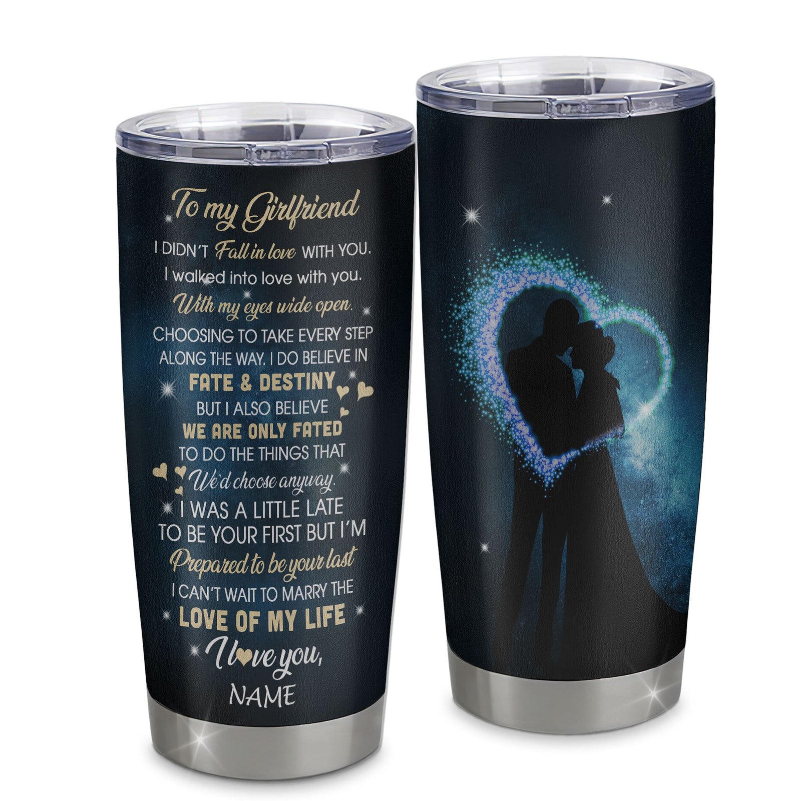 Personalized To My Girlfriend Tumbler Fall In Love With You Future Wife Birthday Anniversary Romantic Gift Valentines Day Christmas Custom Travel Mug | teecentury
