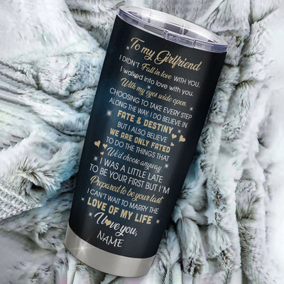 Personalized To My Girlfriend Tumbler Fall In Love With You Future Wife Birthday Anniversary Romantic Gift Valentines Day Christmas Custom Travel Mug | teecentury