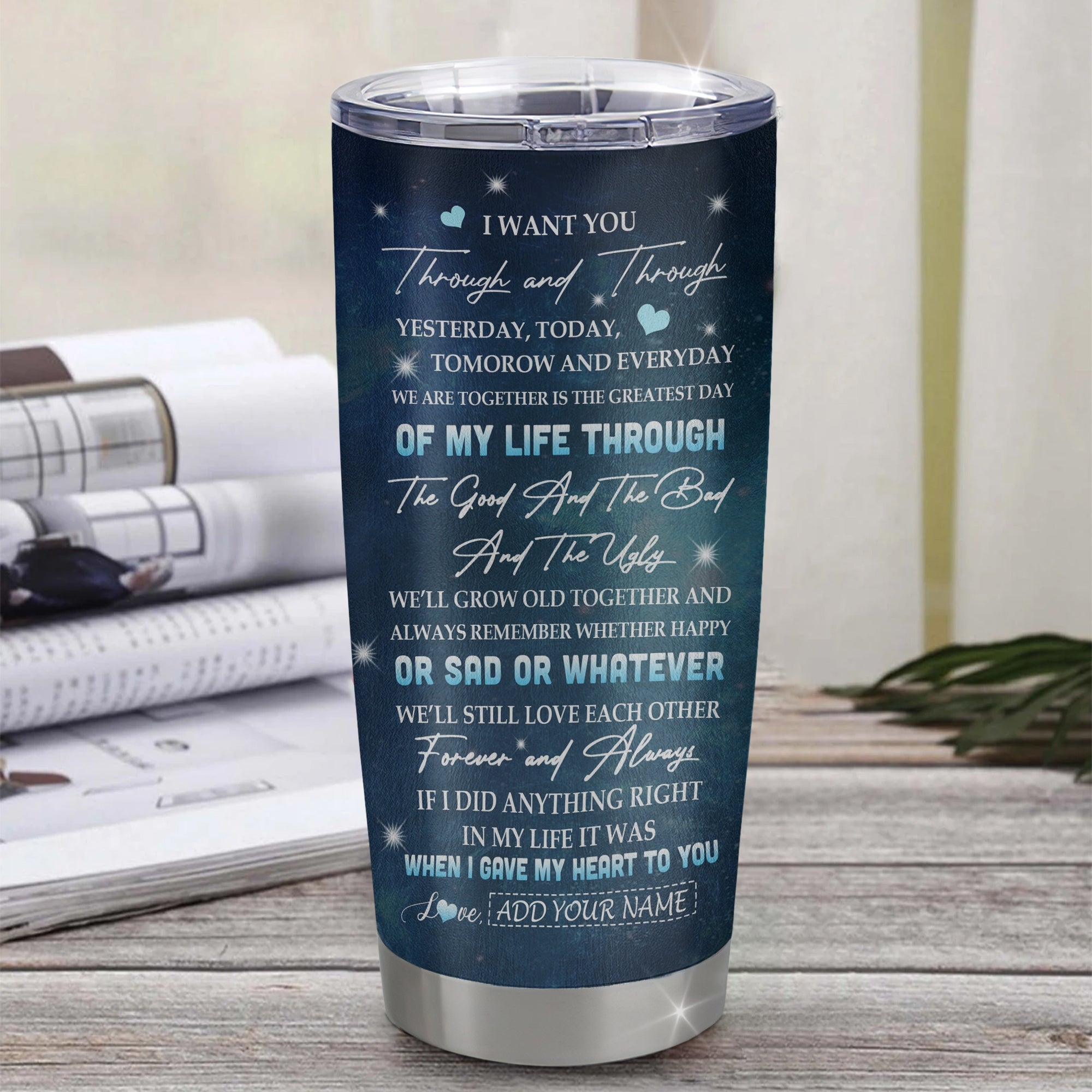 Personalized To My Girlfriend Tumbler From Boyfriend I Want You Wolf Girlfriend Birthday Gifts For Her Anniversary Valentines Christmas Custom Stainless Steel Travel Mug | teecentury