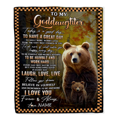 Personalized To My Goddaughter Bear Blanket From Godmother Uncle Every Day Laugh Love Live Goddaughter Birthday Gifts Christmas Customized Fleece Blanket | teecentury