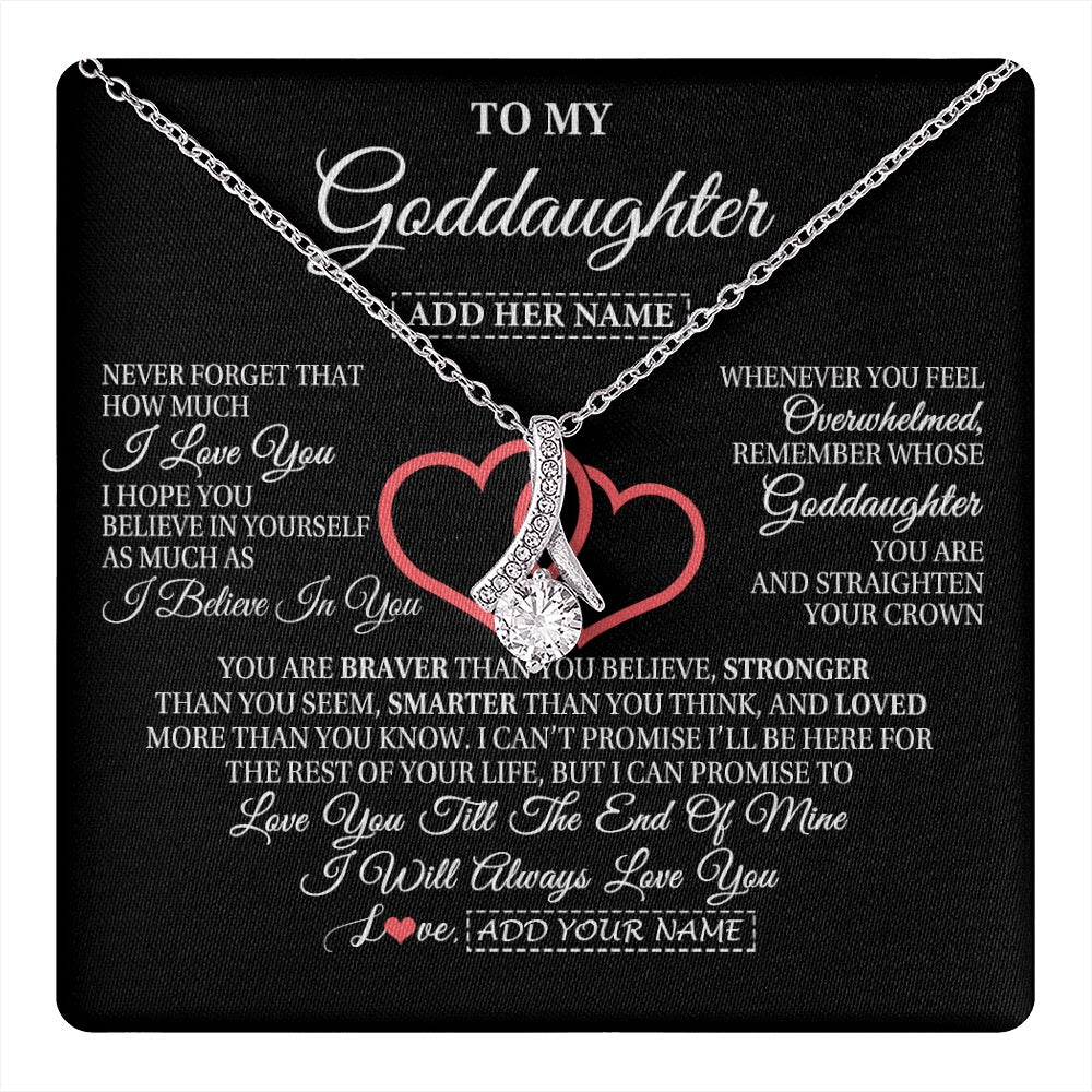 Alluring Beauty Necklace 14K White Gold Finish | 1 | Personalized To My Goddaughter Birthday Gifts From Godmother Uncle Always Love You Goddaughter Gifts Necklace Jewelry Christmas Custom Gift Box Message Card | teecentury.myshopify