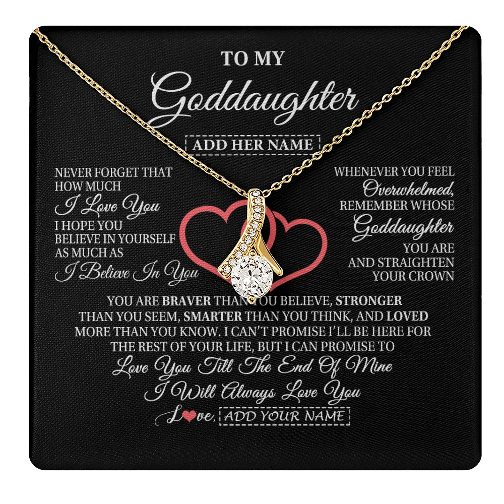 Alluring Beauty Necklace 18K Yellow Gold Finish | 1 | Personalized To My Goddaughter Birthday Gifts From Godmother Uncle Always Love You Goddaughter Gifts Necklace Jewelry Christmas Custom Gift Box Message Card | teecentury.myshopify