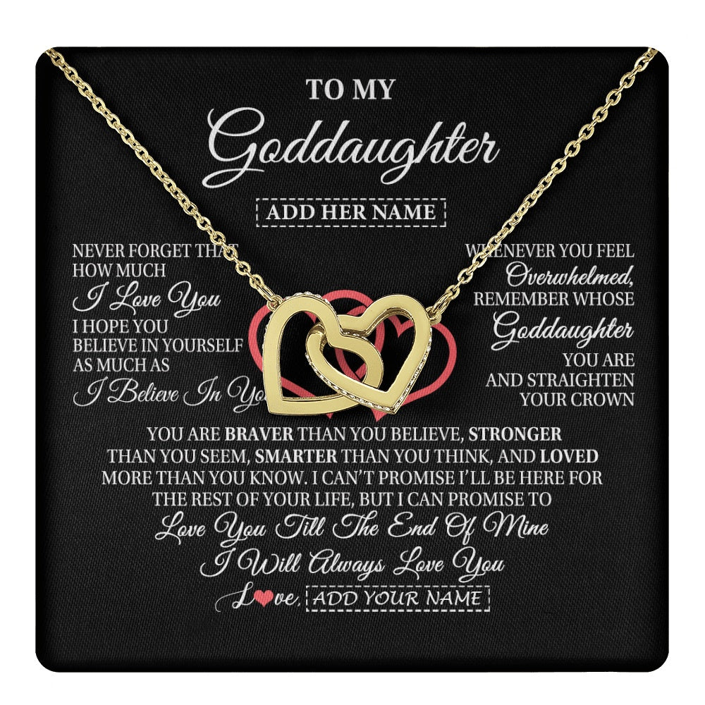 Interlocking Hearts Necklace 18K Yellow Gold Finish | 1 | Personalized To My Goddaughter Birthday Gifts From Godmother Uncle Always Love You Goddaughter Gifts Necklace Jewelry Christmas Custom Gift Box Message Card | teecentury.myshopify