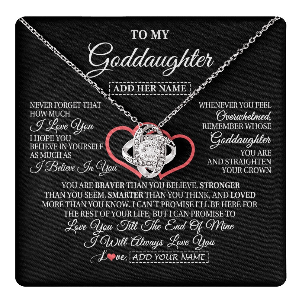 Love Knot Necklace 14K White Gold Finish | 1 | Personalized To My Goddaughter Birthday Gifts From Godmother Uncle Always Love You Goddaughter Gifts Necklace Jewelry Christmas Custom Gift Box Message Card | teecentury.myshopify