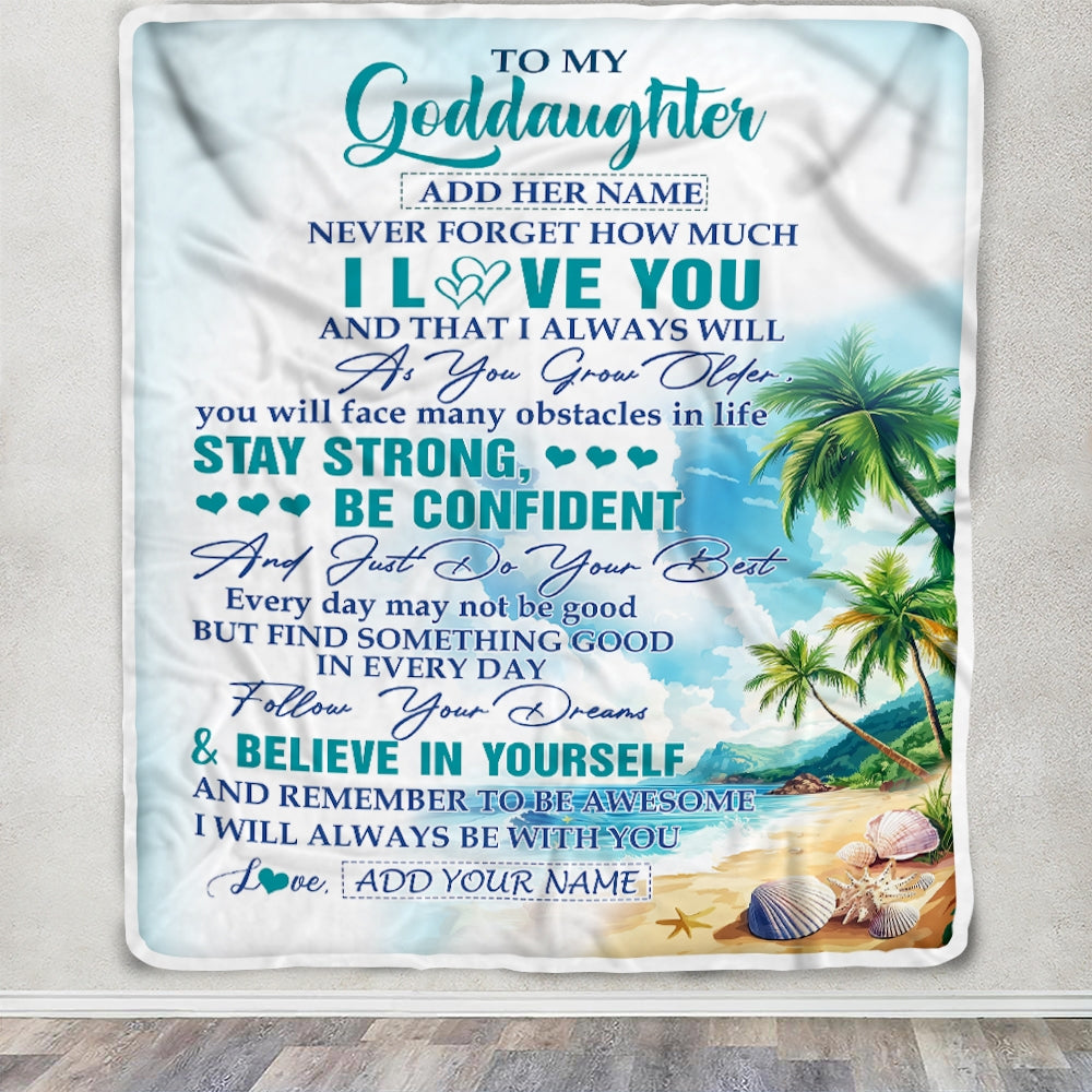 Personalized To My Goddaughter Blanket Beach I Love You Forever From Godmother Goddaughter Birthday Gifts Christmas Graduation Customized Fleece Blanket | teecentury