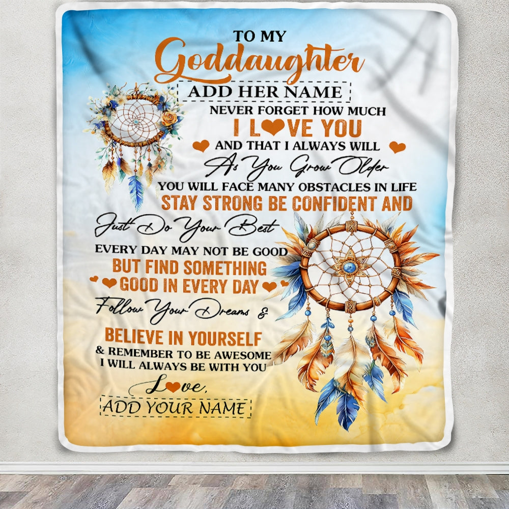 Personalized To My Goddaughter Blanket Dream Catcher I Love You Forever From Godmother Goddaughter Birthday Gifts Christmas Graduation Custom Fleece Blanket | teecentury