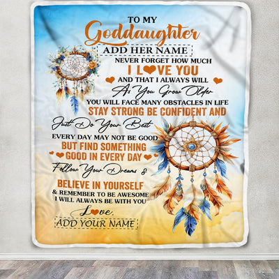 Personalized To My Goddaughter Blanket Dream Catcher I Love You Forever From Godmother Goddaughter Birthday Gifts Christmas Graduation Custom Fleece Blanket | teecentury
