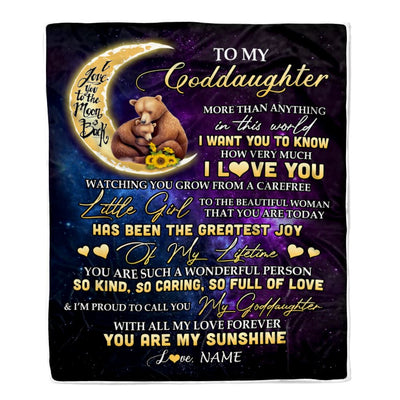 Personalized To My Goddaughter Blanket From Aunt Auntie Positive Energy Encourage Brave Little Bear Goddaughter Birthday Christmas Customized Fleece Blanket | teecentury