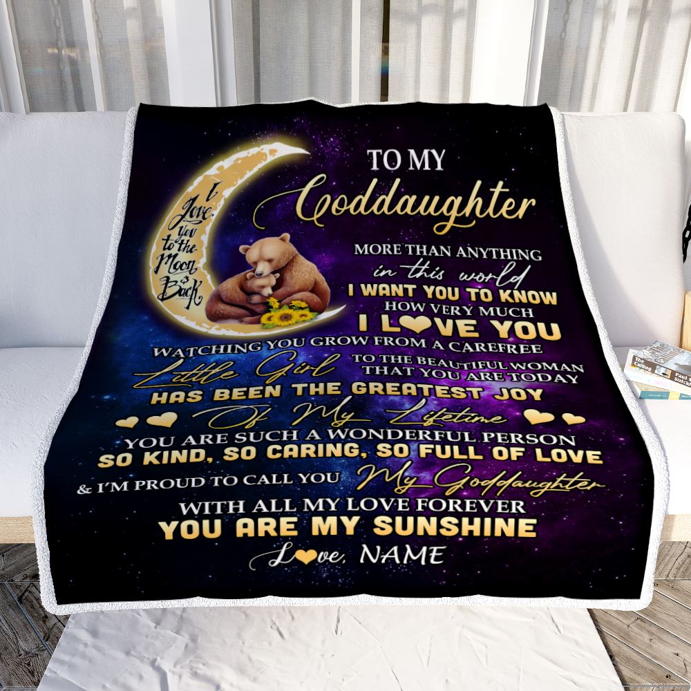 Personalized To My Goddaughter Blanket From Aunt Auntie Positive Energy Encourage Brave Little Bear Goddaughter Birthday Christmas Customized Fleece Blanket | teecentury