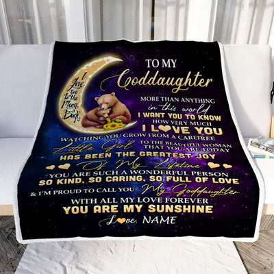 Personalized To My Goddaughter Blanket From Aunt Auntie Positive Energy Encourage Brave Little Bear Goddaughter Birthday Christmas Customized Fleece Blanket | teecentury