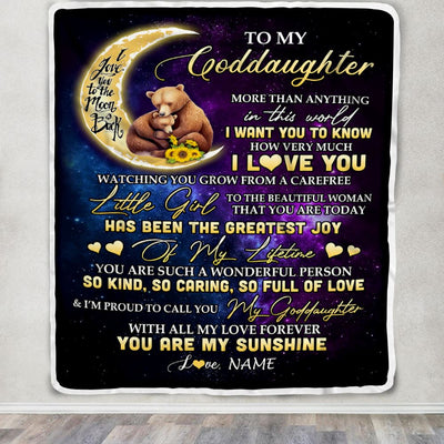 Personalized To My Goddaughter Blanket From Aunt Auntie Positive Energy Encourage Brave Little Bear Goddaughter Birthday Christmas Customized Fleece Blanket | teecentury
