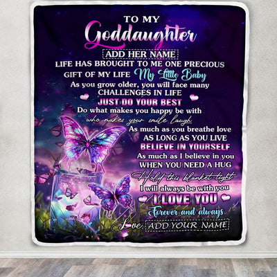 Personalized To My Goddaughter Blanket From Aunt My Little Baby Butterfly Goddaughter Birthday Present Gifts Summer Travel Christmas Customized Fleece Blanket | teecentury