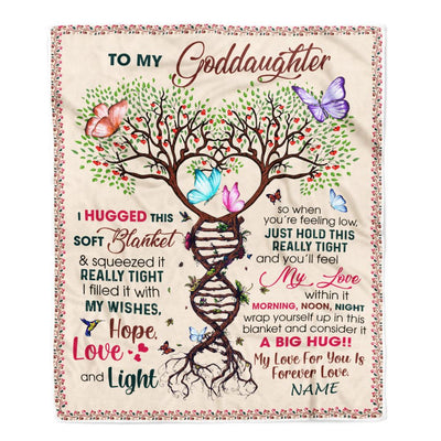 Personalized To My Goddaughter Blanket From Aunt Uncle My Love Within It Morning Noon Night Butterfly Tree Goddaughter Birthday Christmas Fleece Blanket | teecentury