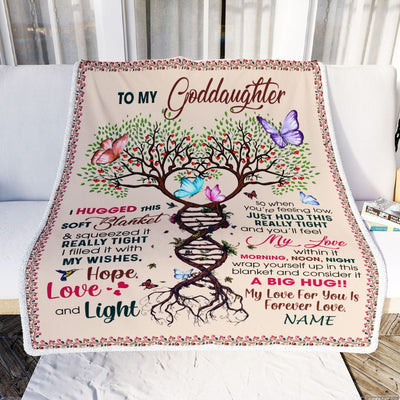 Personalized To My Goddaughter Blanket From Aunt Uncle My Love Within It Morning Noon Night Butterfly Tree Goddaughter Birthday Christmas Fleece Blanket | teecentury