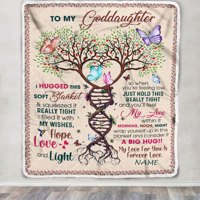 Personalized To My Goddaughter Blanket From Aunt Uncle My Love Within It Morning Noon Night Butterfly Tree Goddaughter Birthday Christmas Fleece Blanket | teecentury