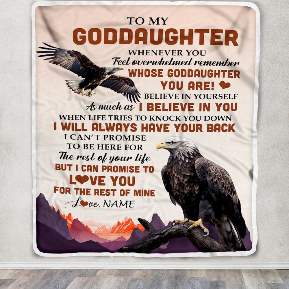 Personalized To My Goddaughter Blanket From Aunt Uncle Whenever You Feel Eagle Goddaughter Birthday Gifts Graduation Christmas Customized Fleece Throw Blanket | teecentury