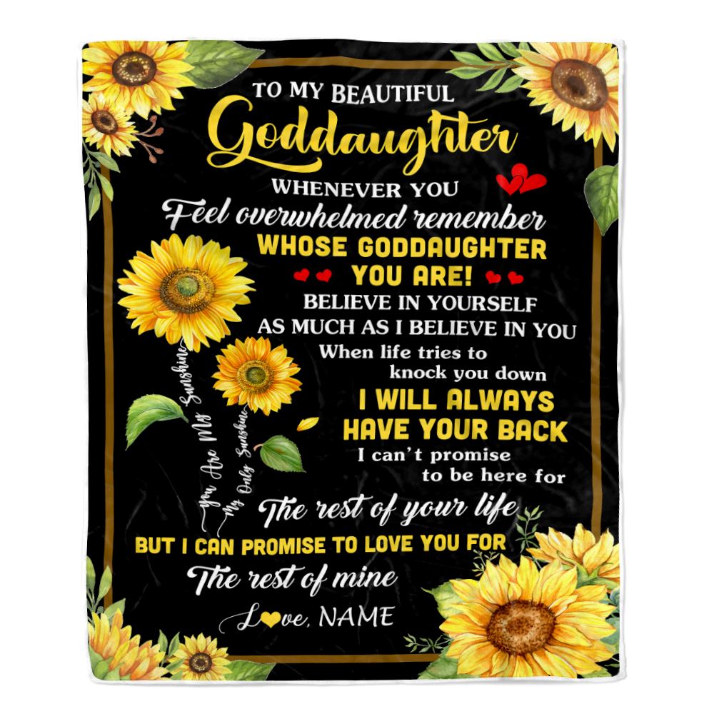 Personalized To My Goddaughter Blanket From Aunt Uncle Whenever You Feel Sunflower Goddaughter Birthday Gifts Graduation Christmas Customized Fleece Blanket | teecentury
