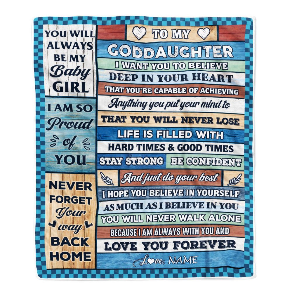 Personalized To My Goddaughter Blanket From Aunt Uncle Wood Gifts For Goddaughter Going To College Birthday Graduation Christmas Customized Fleece Blanket | teecentury