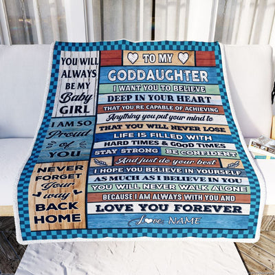 Personalized To My Goddaughter Blanket From Aunt Uncle Wood Gifts For Goddaughter Going To College Birthday Graduation Christmas Customized Fleece Blanket | teecentury