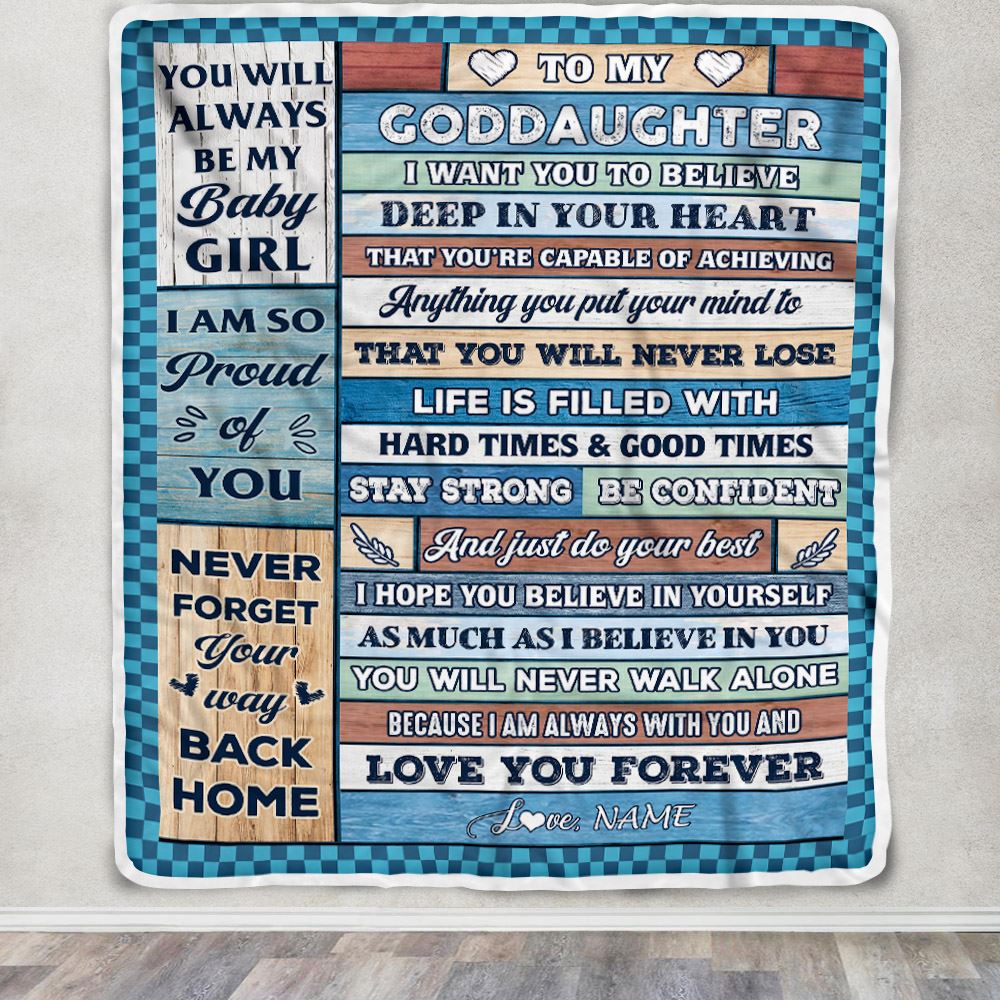 Personalized To My Goddaughter Blanket From Aunt Uncle Wood Gifts For Goddaughter Going To College Birthday Graduation Christmas Customized Fleece Blanket | teecentury