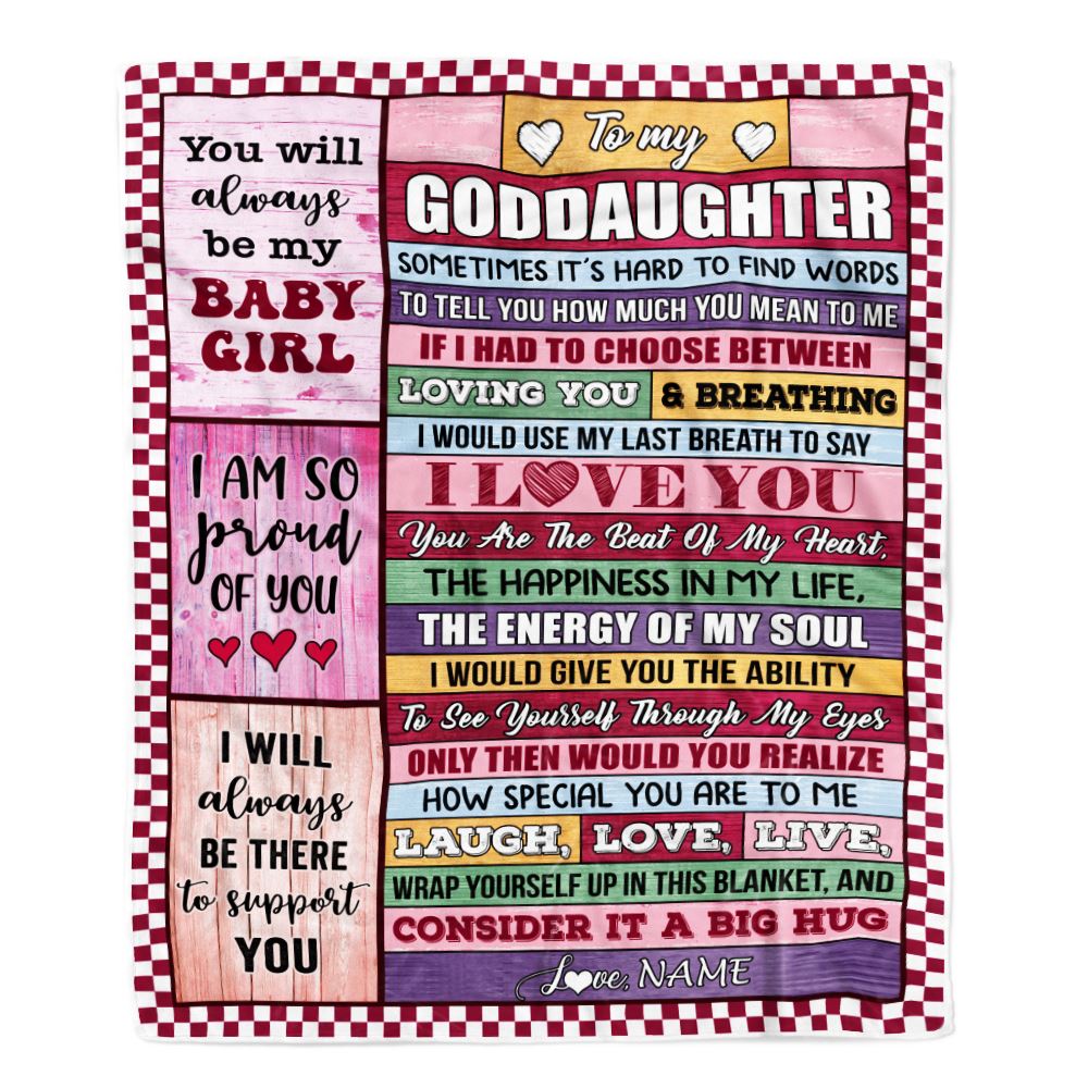 Personalized To My Goddaughter Blanket From Aunt Uncle Wood You Mean Yo Me Baby Girl Godchild Birthday Graduation Christmas Customized Gift Fleece Blanket | teecentury