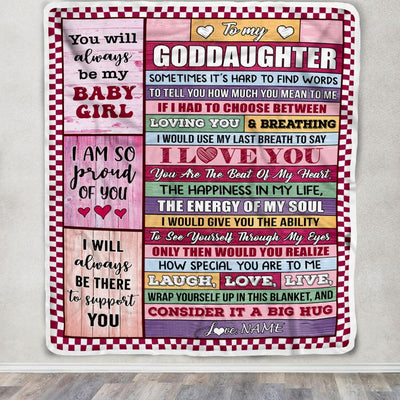 Personalized To My Goddaughter Blanket From Aunt Uncle Wood You Mean Yo Me Baby Girl Godchild Birthday Graduation Christmas Customized Gift Fleece Blanket | teecentury