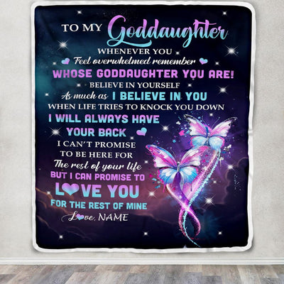 Personalized To My Goddaughter Blanket From Aunt Whenever You Feel Butterfly Goddaughter Birthday Gifts Graduation Christmas Customized Fleece Throw Blanket | teecentury