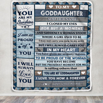Personalized To My Goddaughter Blanket From Aunt Wood I Closed My Eyes Gifts For Goddaughter Birthday Gifts Graduation Christmas Customized Fleece Blanket | teecentury