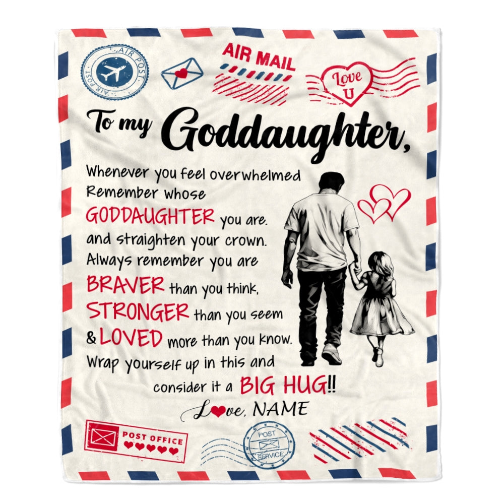 Personalized To My Goddaughter Blanket From Godfather Braver Stronger Loved Airmail Goddaughter Birthday Graduation Christmas Customized Bed Fleece Blanket | teecentury