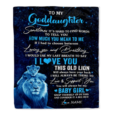 Personalized To My Goddaughter Blanket From Godfather I Love You This Old Lion Goddaughter Birthday Christmas Customized Bed Fleece Throw Blanket | teecentury