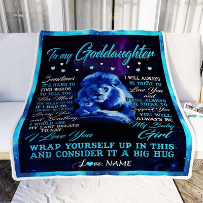 Personalized To My Goddaughter Blanket From Godfather Sometimes It's Hard Lion Goddaughter Gift Birthday Graduation Christmas Custom Customized Fleece Blanket | teecentury
