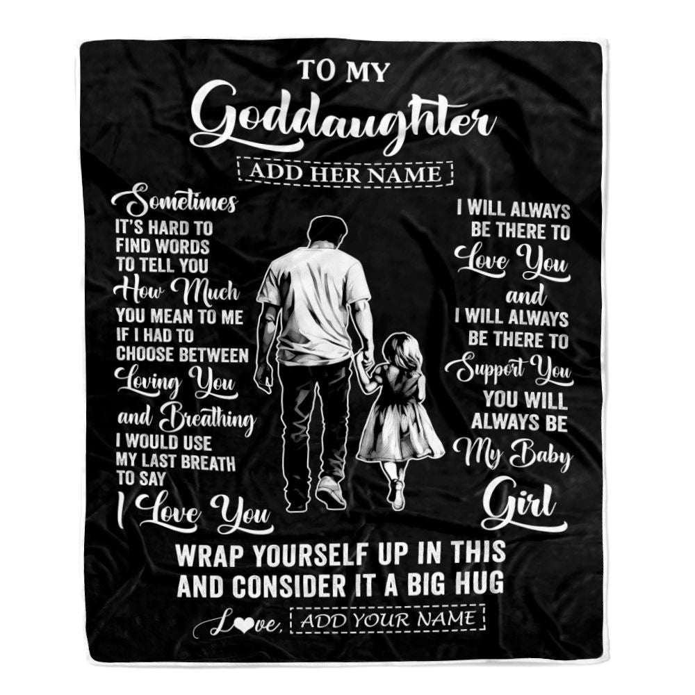 Personalized To My Goddaughter Blanket From Godfather Uncle Sometimes It's Hard Goddaughter Birthday Gifts Christmas Customized Fleece Throw Blanket | teecentury