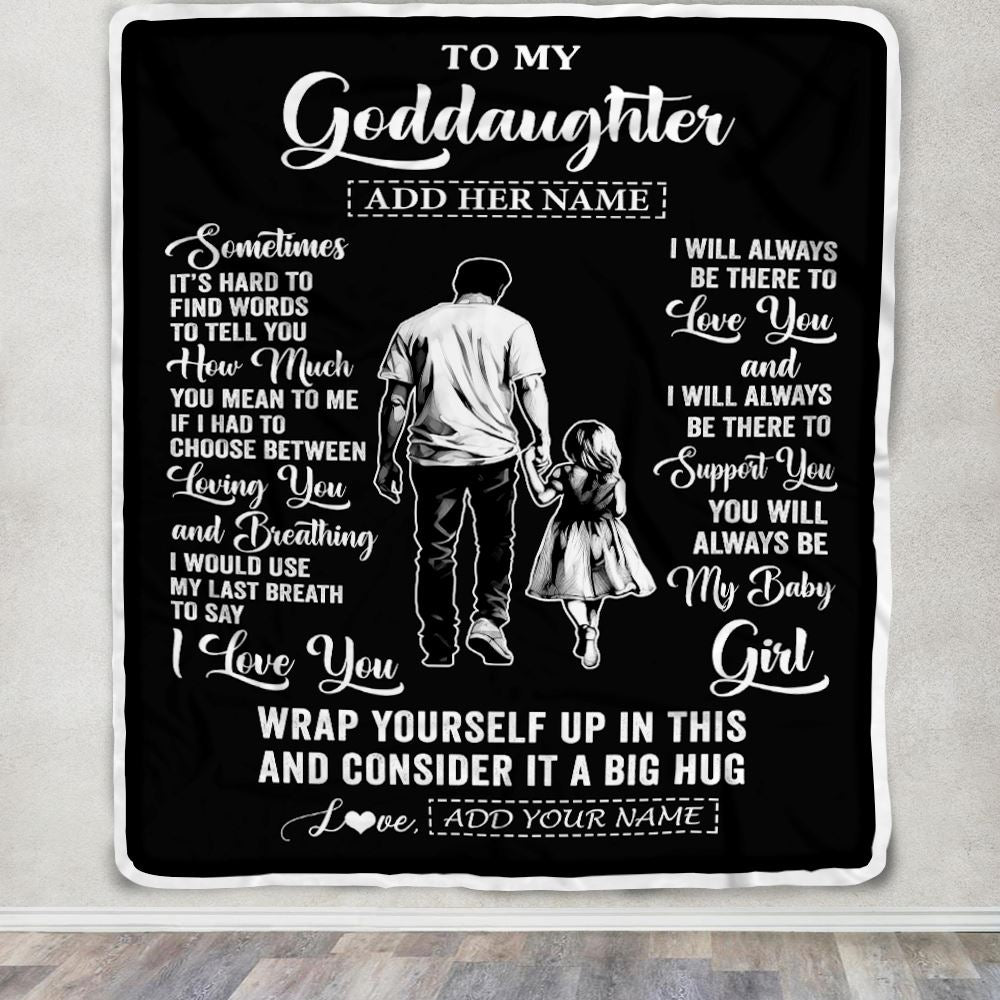 Personalized To My Goddaughter Blanket From Godfather Uncle Sometimes It's Hard Goddaughter Birthday Gifts Christmas Customized Fleece Throw Blanket | teecentury