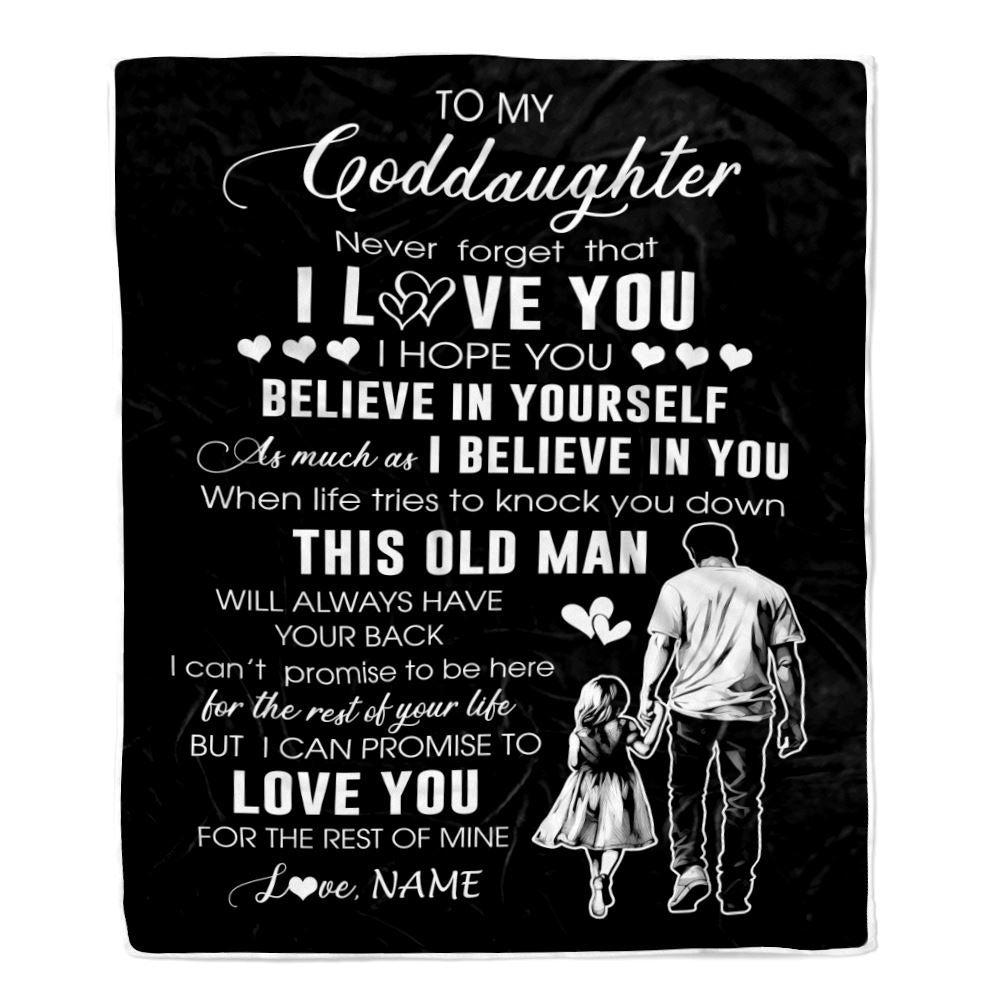 Personalized To My Goddaughter Blanket From Godfather Uncle This Old Man Love You Goddaughter Birthday Gifts Graduation Christmas Customized Fleece Blanket | teecentury