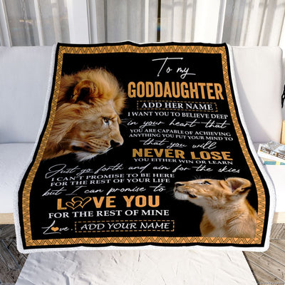 Personalized To My Goddaughter Blanket From Godfather Uncle You Will Never Lose Lion Goddaughter Birthday Gifts Graduation Christmas Customized Fleece Blanket | teecentury