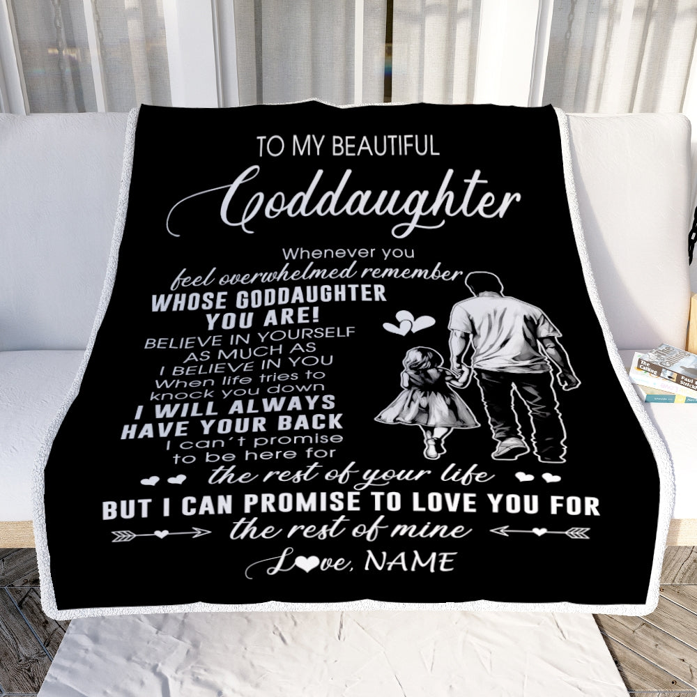Personalized To My Goddaughter Blanket From Godfather Whenever You Feel Overwhelmed Goddaughter Birthday Christmas Customized Bed Fleece Throw Blanket | teecentury