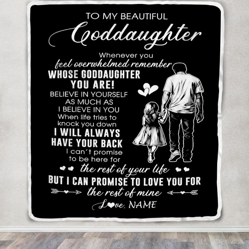 Personalized To My Goddaughter Blanket From Godfather Whenever You Feel Overwhelmed Goddaughter Birthday Christmas Customized Bed Fleece Throw Blanket | teecentury